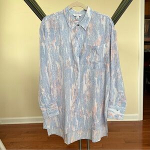 Nine West Drapey Button-Down Tunic Shirt size L